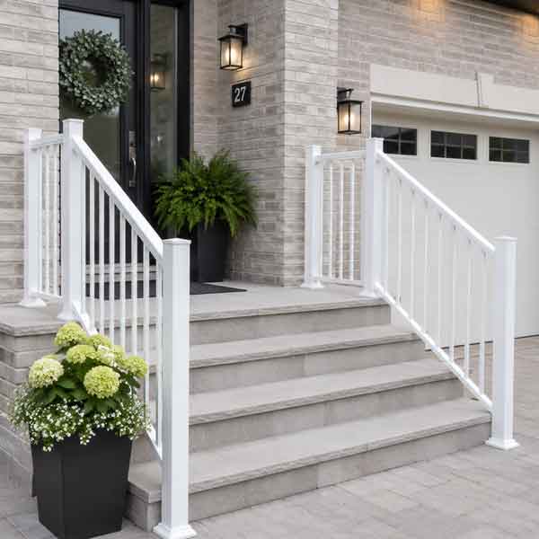 Custom Aluminum Railings Sarnia, Ontario. Premium white powder coated railings.