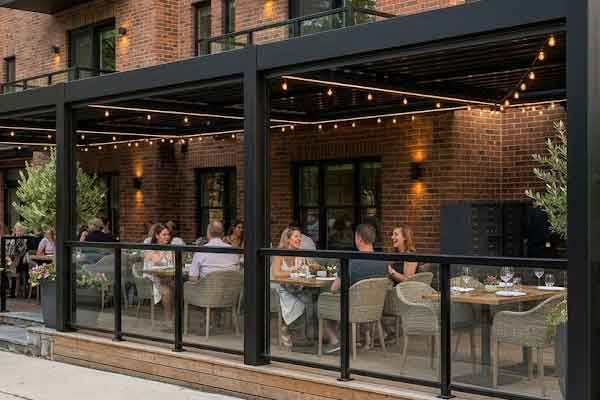 Custom glass railings installed at Windsor, Ontario Restaurant